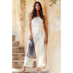 Lulus Always Here For You White Tie-front Wide-leg Pants - Size XS